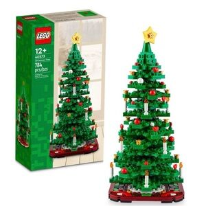 LEGO Christmas Tree with Stand and  Red and White Accents
